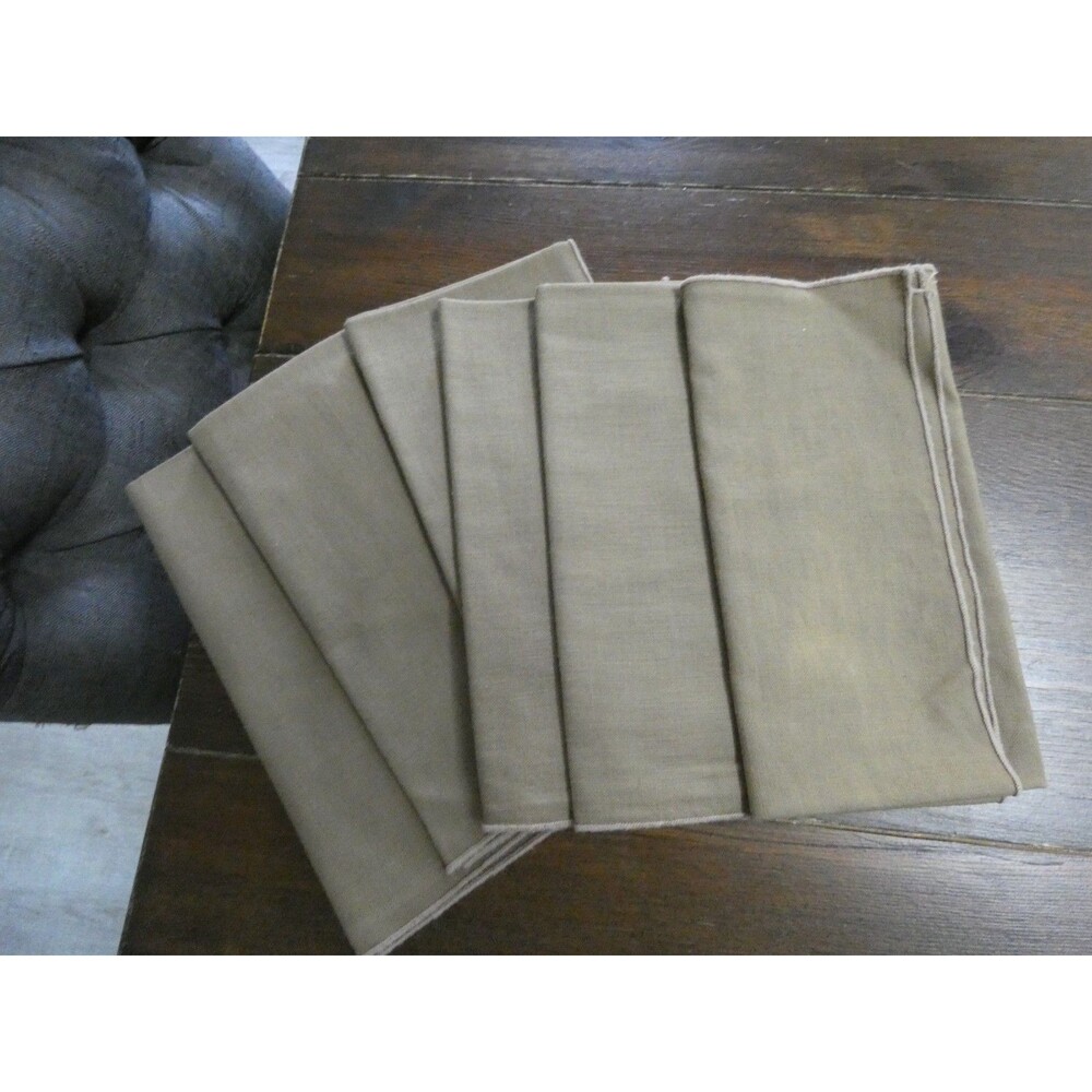 VTG Unbranded Set of 6 Taupe Brown Cloth Napkins 100% Cotton Rectangle 16"x17"